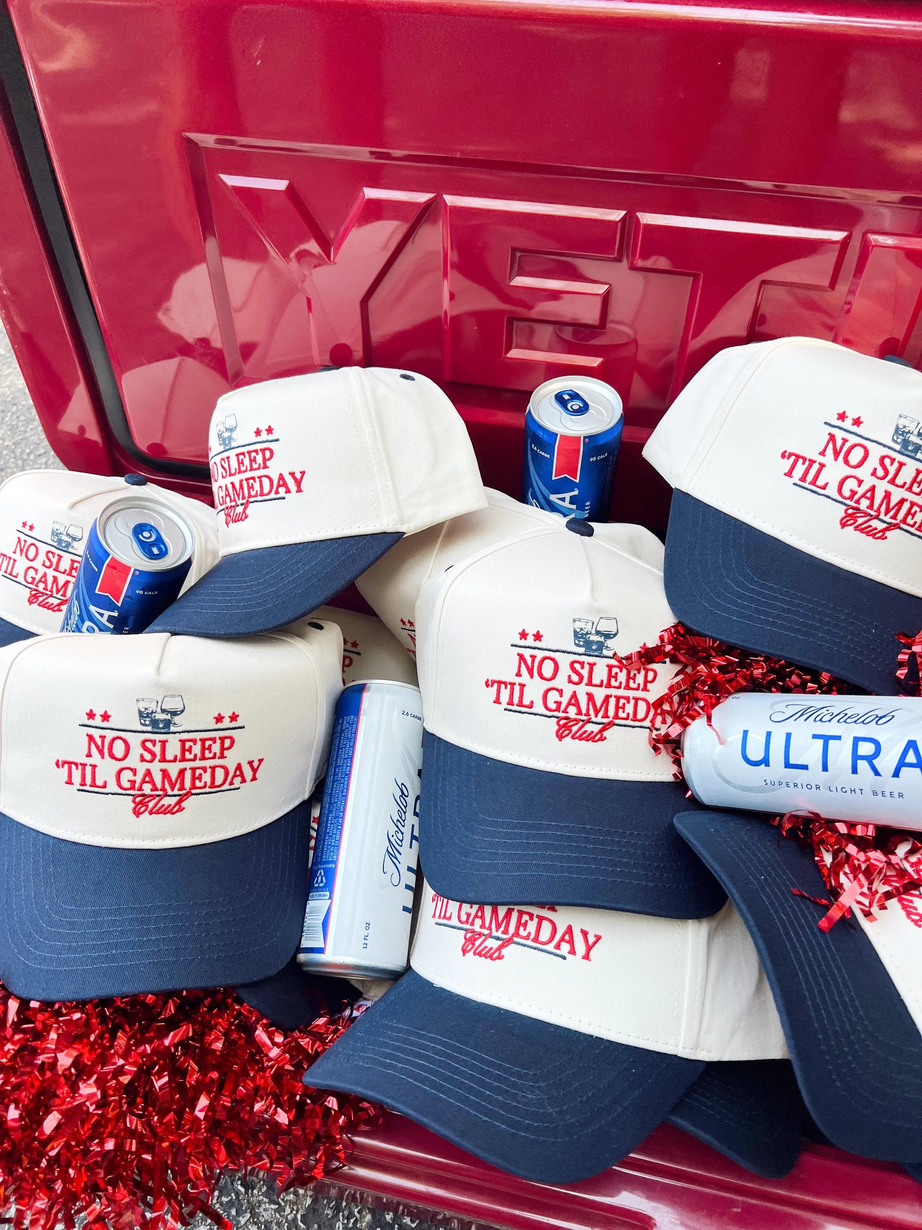 No Sleep Til' Gameday Vintage Trucker Hat by KenzKustomz, Southern lifestyle apparel detail photo 5