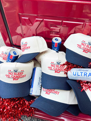 No Sleep Til' Gameday Vintage Trucker Hat by KenzKustomz, Southern lifestyle apparel detail photo 5