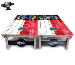 North Carolina State Flag Cornhole Boards - Pro Solution Elite Series Cornhole Solutions