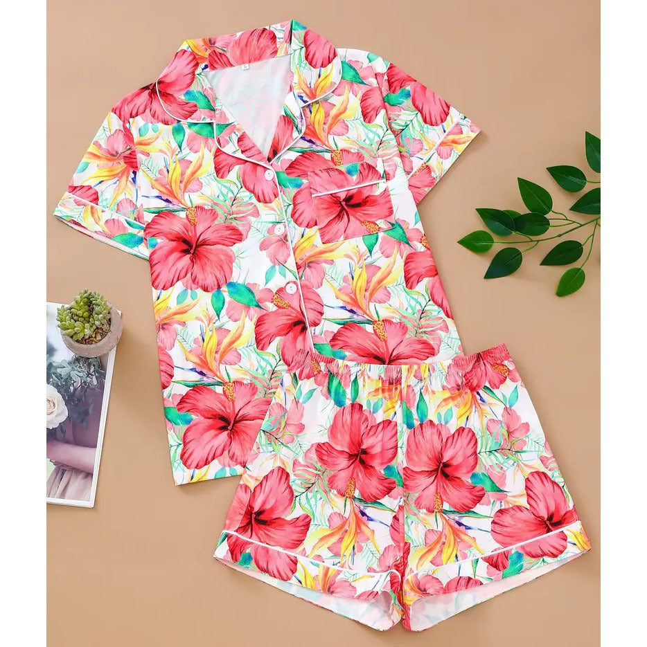 Pink Checkered Bow Women's Pajama Set — Short Sleeve Top & Shorts by The Mississippi Mermaid Mercantile - view 4
