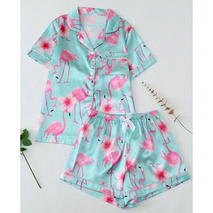 Pink Checkered Bow Women's Pajama Set — Short Sleeve Top & Shorts by The Mississippi Mermaid Mercantile - view 8