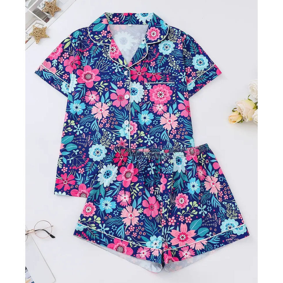 Pink Checkered Bow Women's Pajama Set — Short Sleeve Top & Shorts by The Mississippi Mermaid Mercantile - view 3