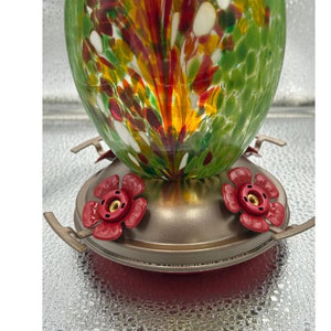 Meadow Confetti Olive glass hummingbird feeder by Mill Creek Products, detail image 5