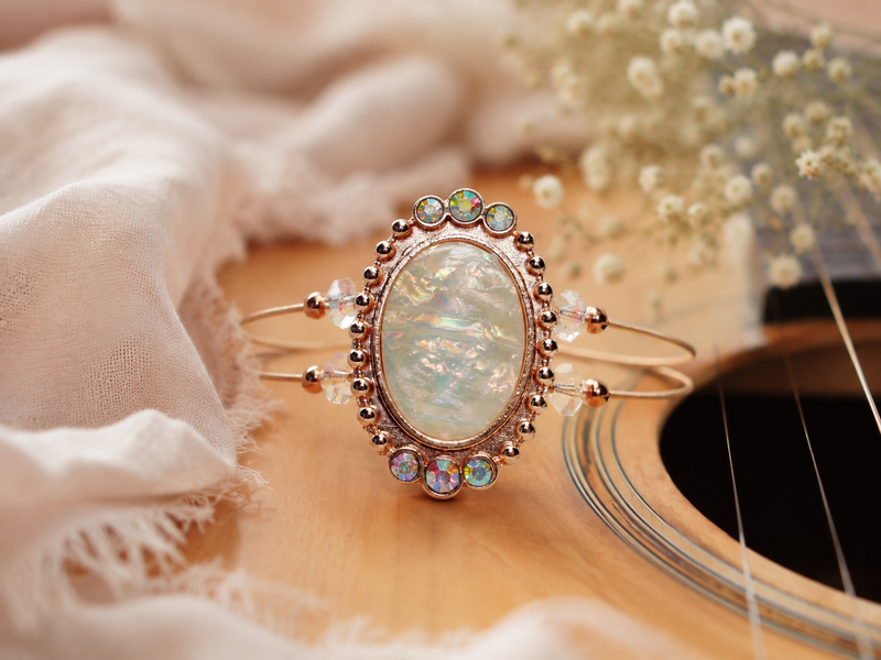 Rose Colored Guitar String Bracelet