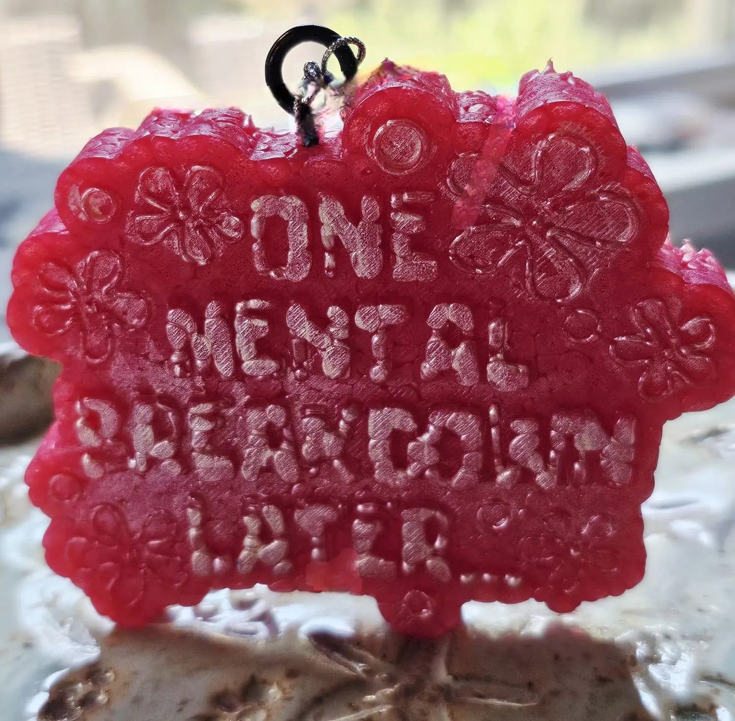 Funny car air freshener: Handmade aroma beads freshie 'One Mental Breakdown Later...' by Main Street Collective.