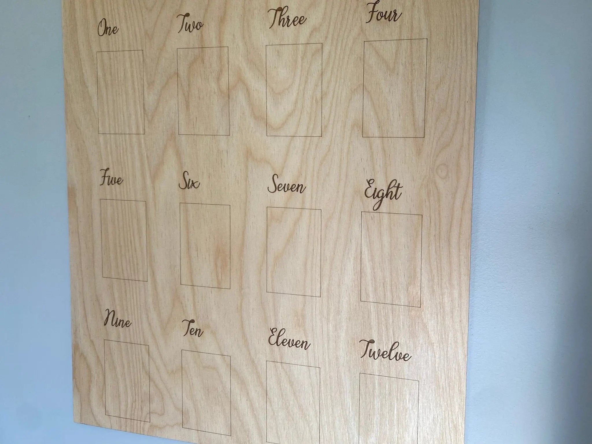 Baby's First Year Milestone Photo Board: Wooden 1st Birthday Keepsake, Monthly Pictures, Nursery Decor