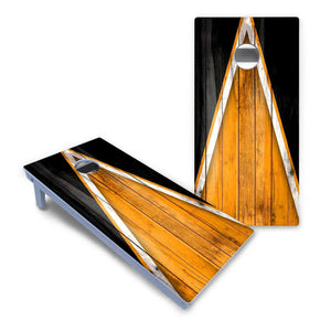 Orange/Black Triangle Cornhole Boards - All Weather Series by Cornhole Solutions, custom cornhole board detail photo 2