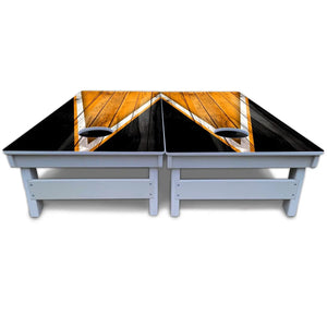 Orange/Black Triangle Cornhole Boards - All Weather Series by Cornhole Solutions, custom cornhole board detail photo 6