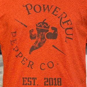 Orange Vintage Logo T-Shirt by Powerful Pepper Company, Southern lifestyle apparel detail photo 2
