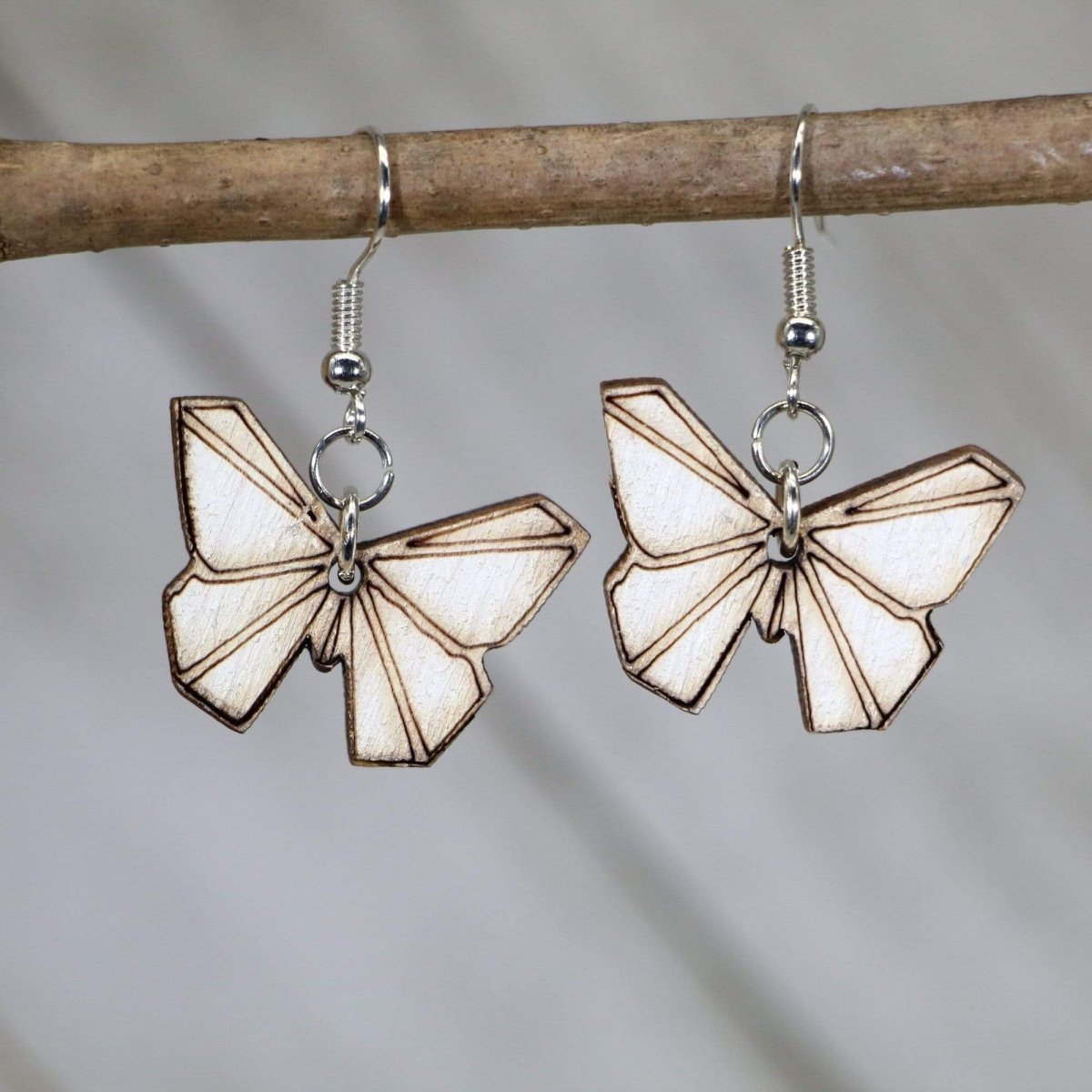 Origami Butterfly Wooden Dangle Earrings | Minimalist Nature Jewelry