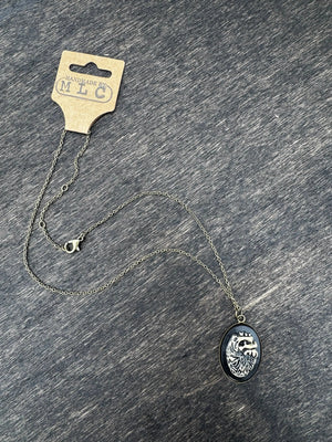 Oval Relic Pendant Necklace | Fantasy Rune Jewelry Gift by Mushroom Lady Co, handmade jewelry detail photo 3