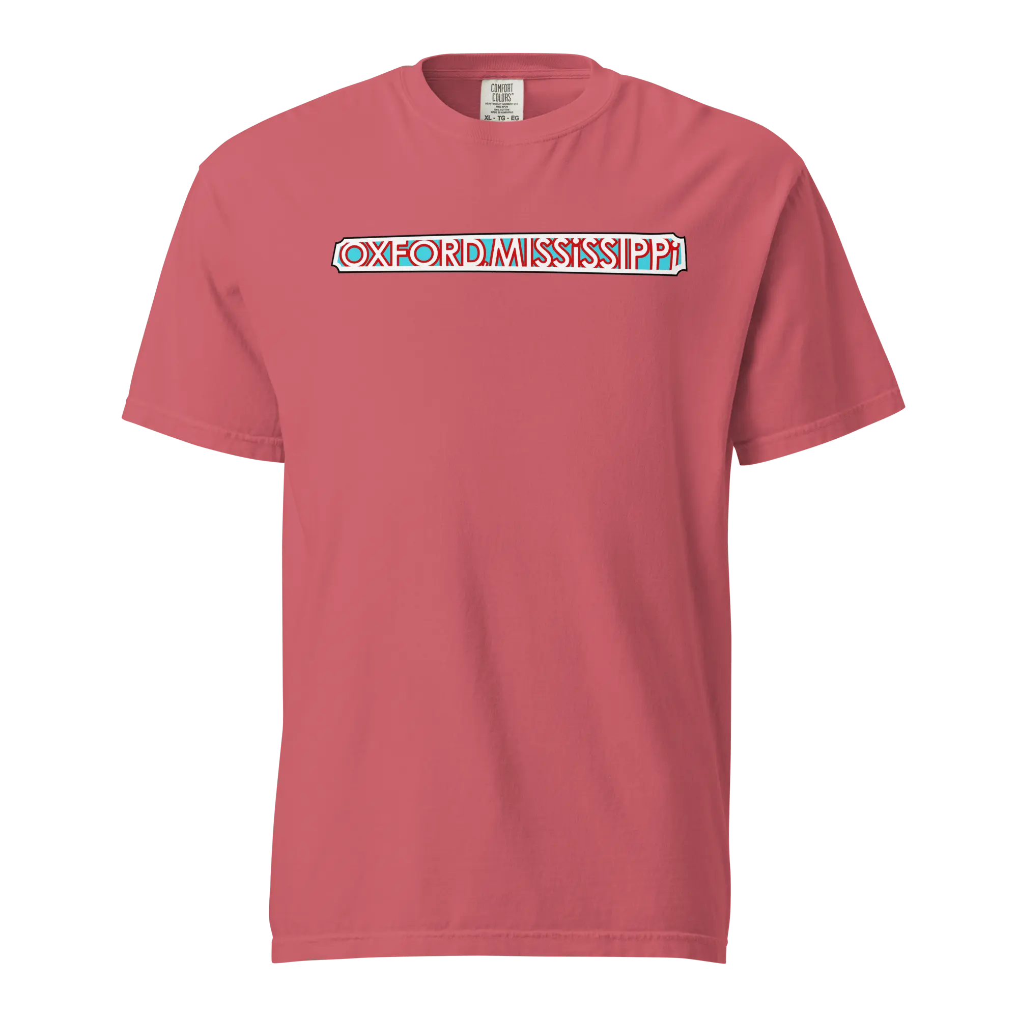 Oxford The Velvet Ditch Collage Art by Mississippi Artist ©LeslieGonce Comfort Colors Short Sleeve Tees (MISSISSIPPI) Mission Celebrate
