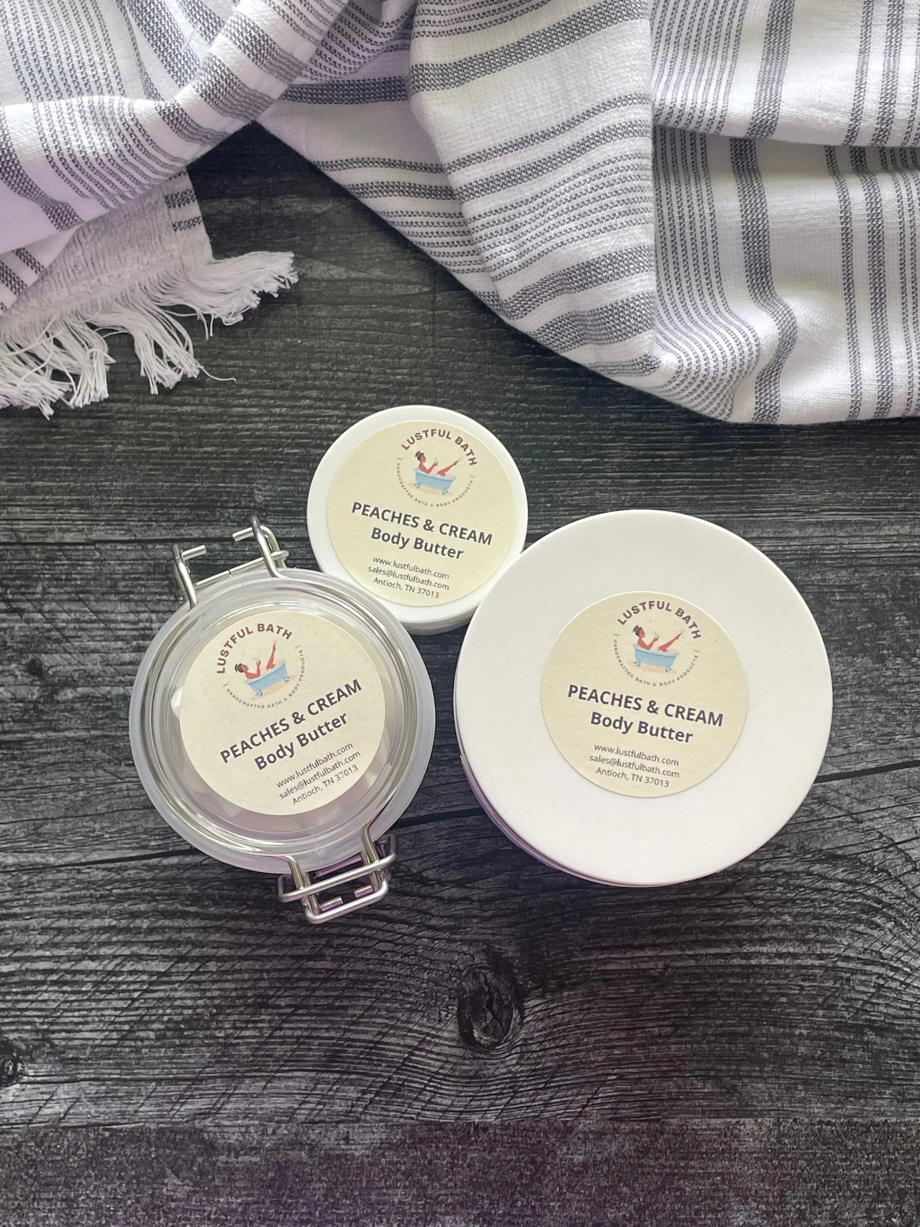 Peaches & Cream Body Butter by Lustful Bath, LLC, natural skincare main product photo