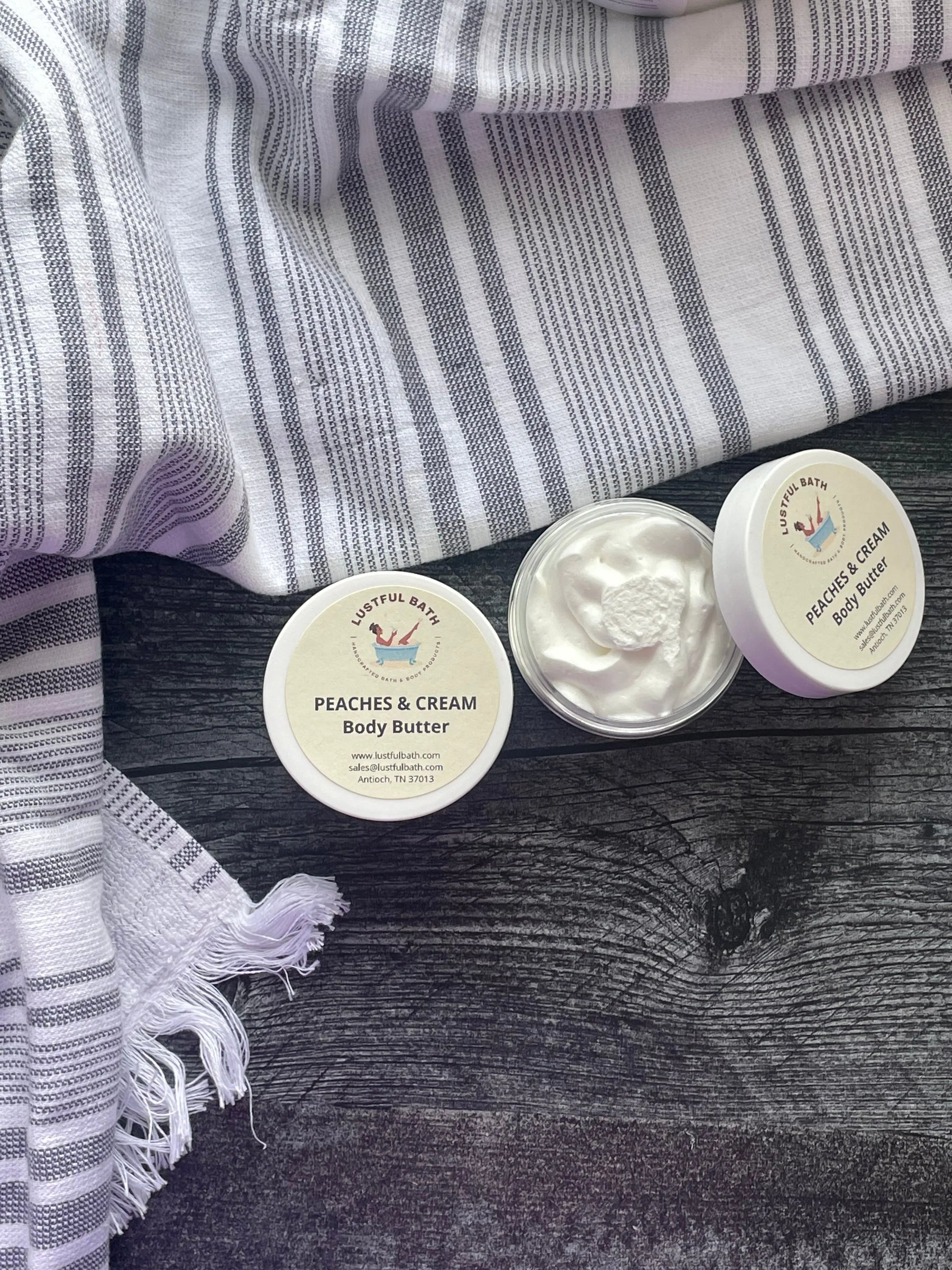 Peaches & Cream Body Butter by Lustful Bath, LLC, natural skincare detail photo 2