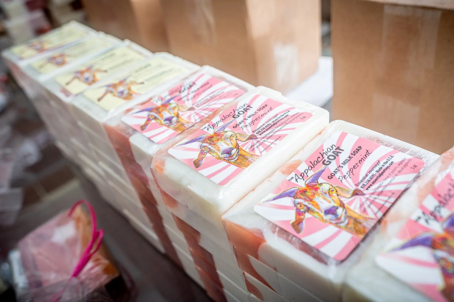 Peppermint Goats Milk Soap Slice 5 Oz. by Essential Journeys, Southern food gift detail photo 4