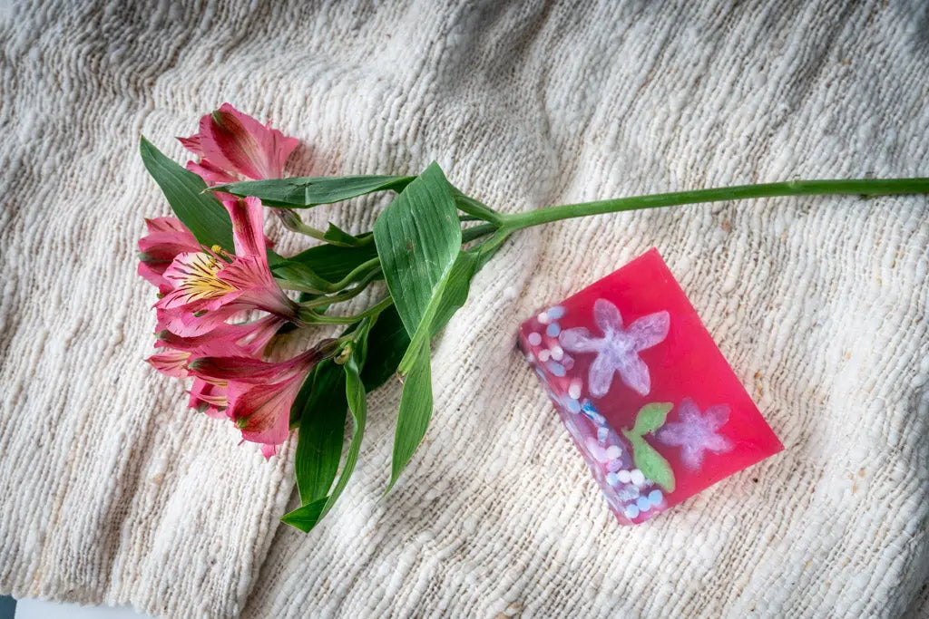 Pomegranate Soap Slice 5.5 Oz. by Essential Journeys, natural skincare detail photo 3