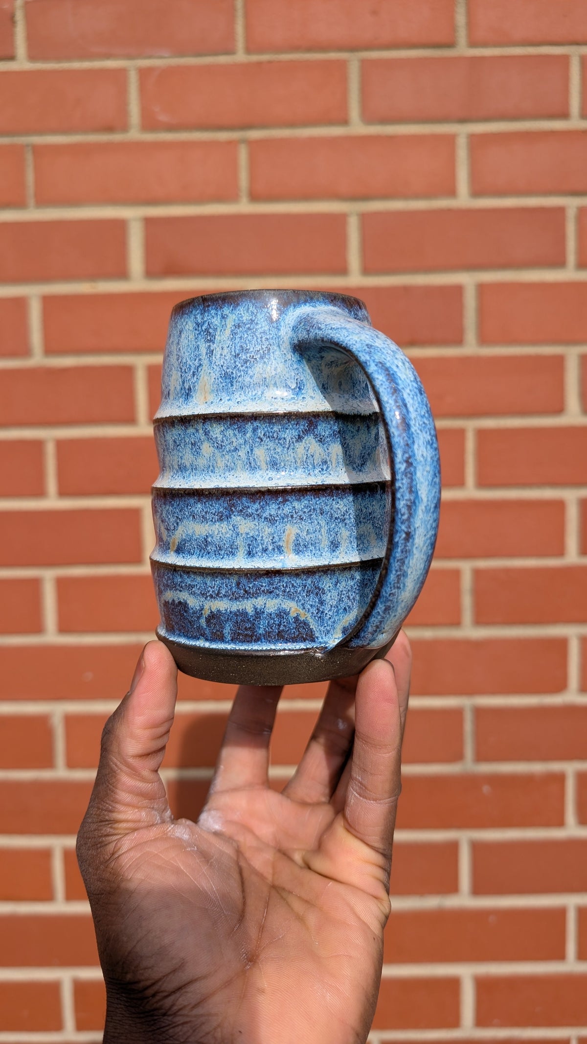 Large Blue Cascade Handmade Ceramic Mug, 16 oz by Eric Debrah Pottery — product photograph 2