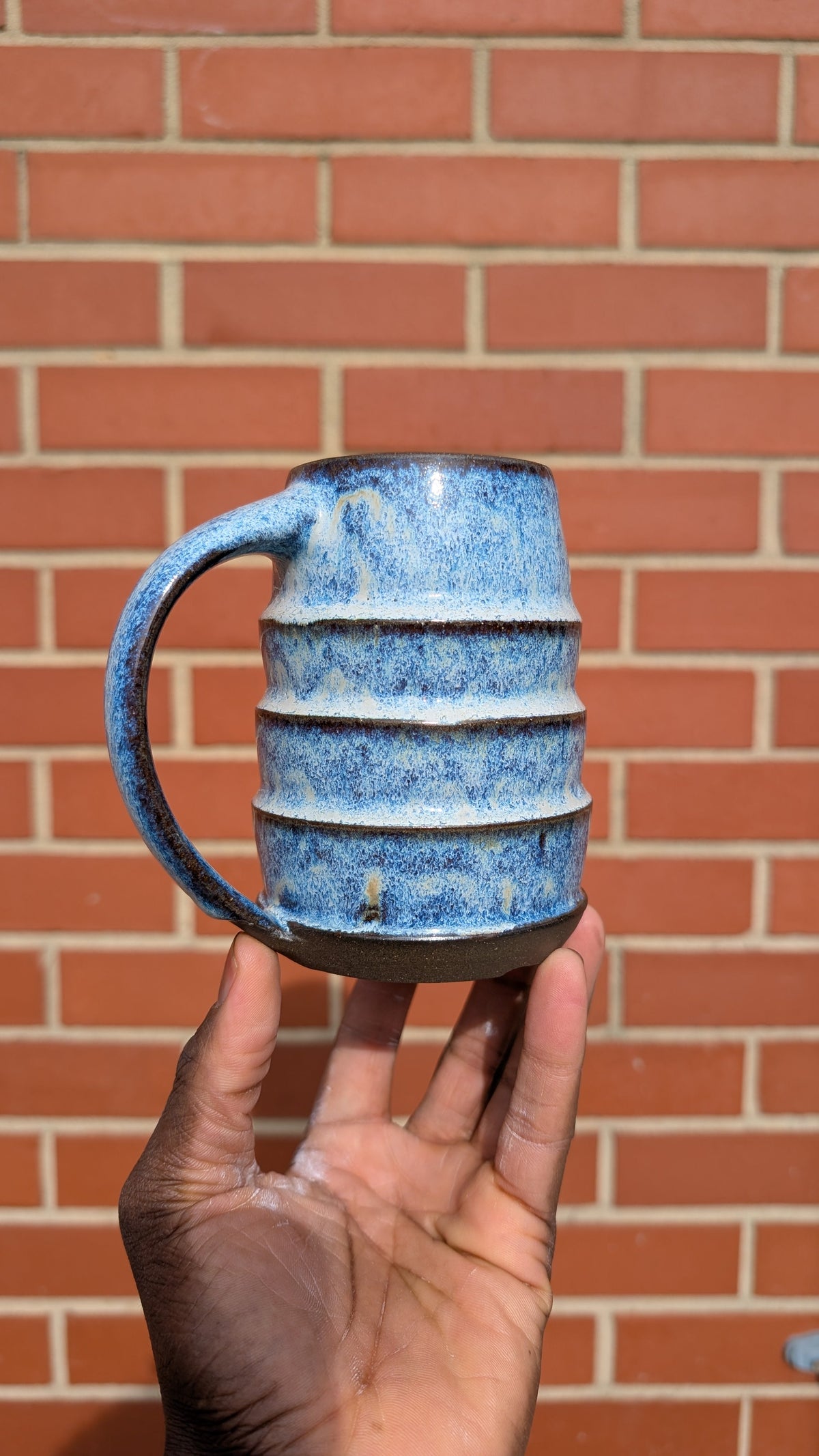 Large Blue Cascade Handmade Ceramic Mug, 16 oz by Eric Debrah Pottery — product photograph 3