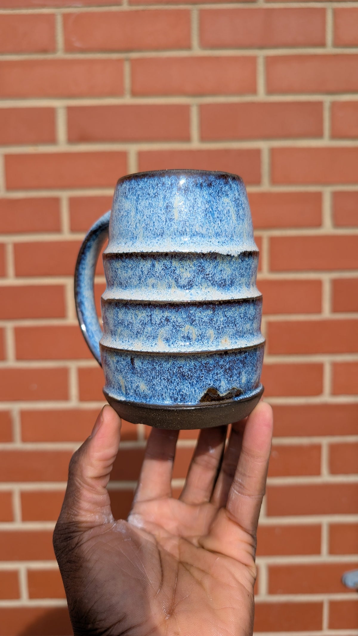 Large Blue Cascade Handmade Ceramic Mug, 16 oz by Eric Debrah Pottery — product photograph 4