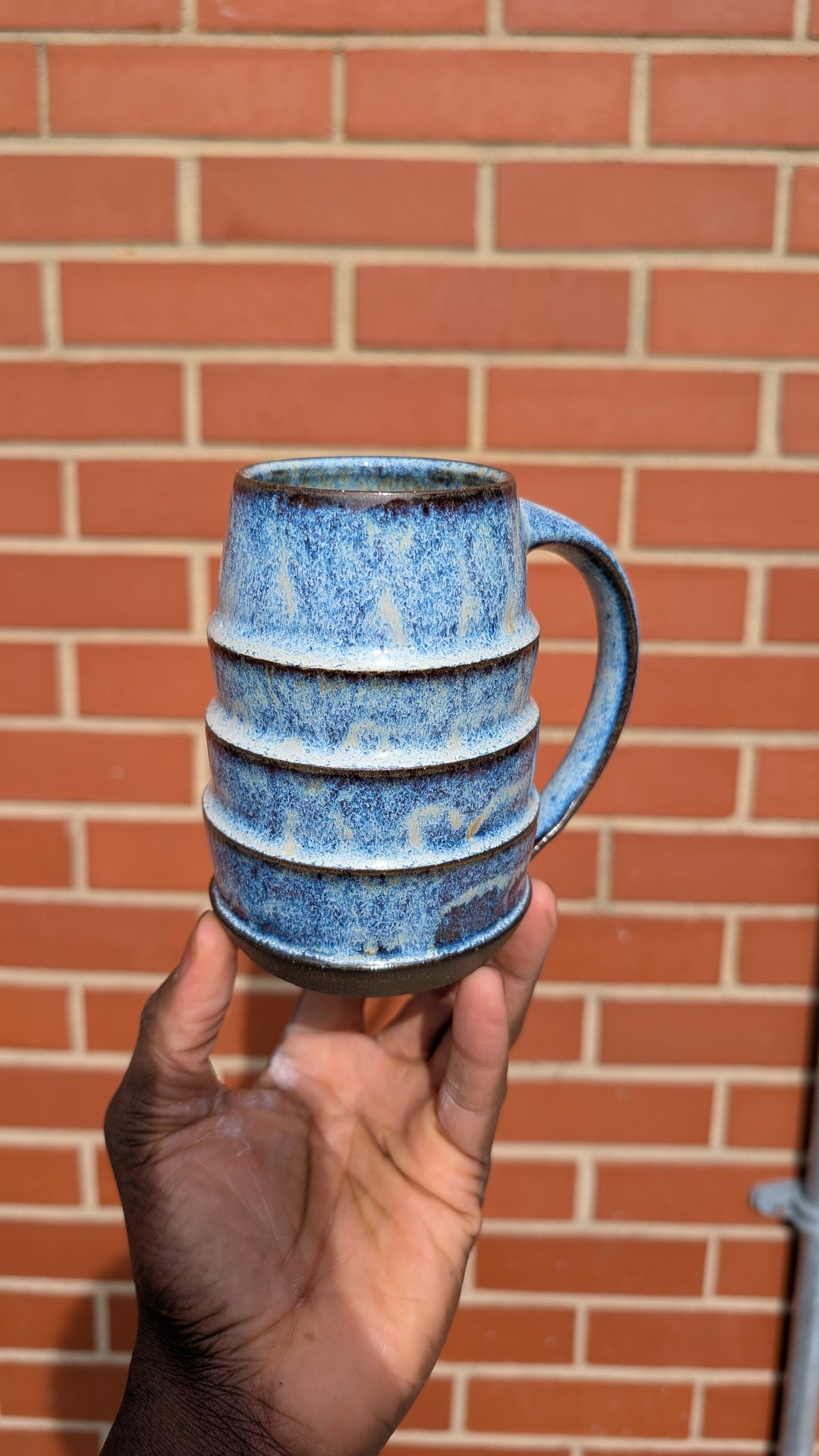 Large Blue Cascade Handmade Ceramic Mug, 16 oz by Eric Debrah Pottery — product photograph 5