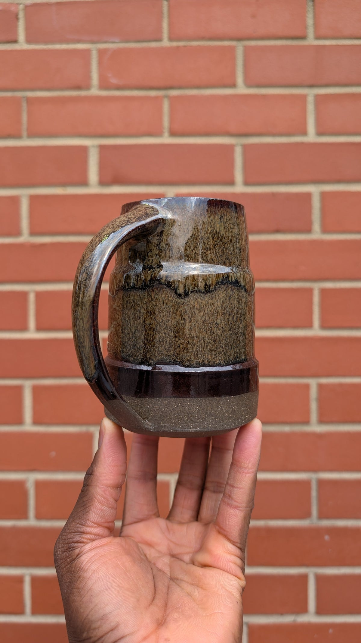 Large Bronze Drip Handmade Ceramic Mug, 16 oz by Eric Debrah Pottery — product photograph 4