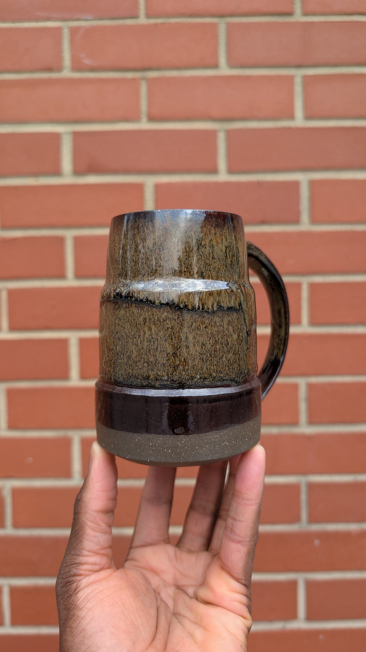 Large Bronze Drip Handmade Ceramic Mug, 16 oz by Eric Debrah Pottery — product photograph 3