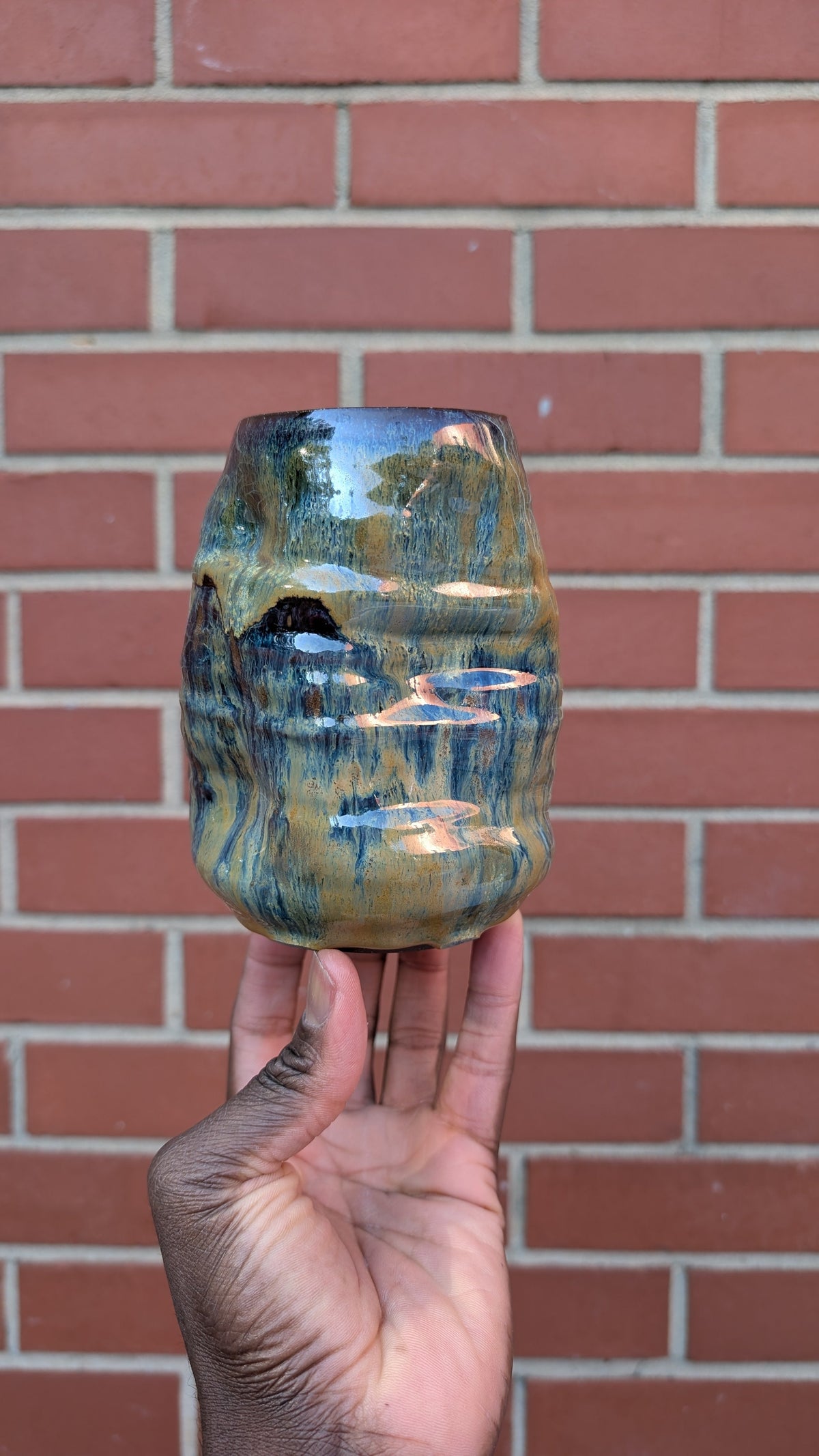 Medium Funky Cylinder Handmade Ceramic Vase by Eric Debrah Pottery — product photograph 2