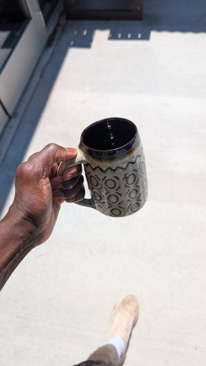 Large Inverted Bogolan Handmade Ceramic Mug, 16.9 oz by Eric Debrah Pottery — product photograph 7