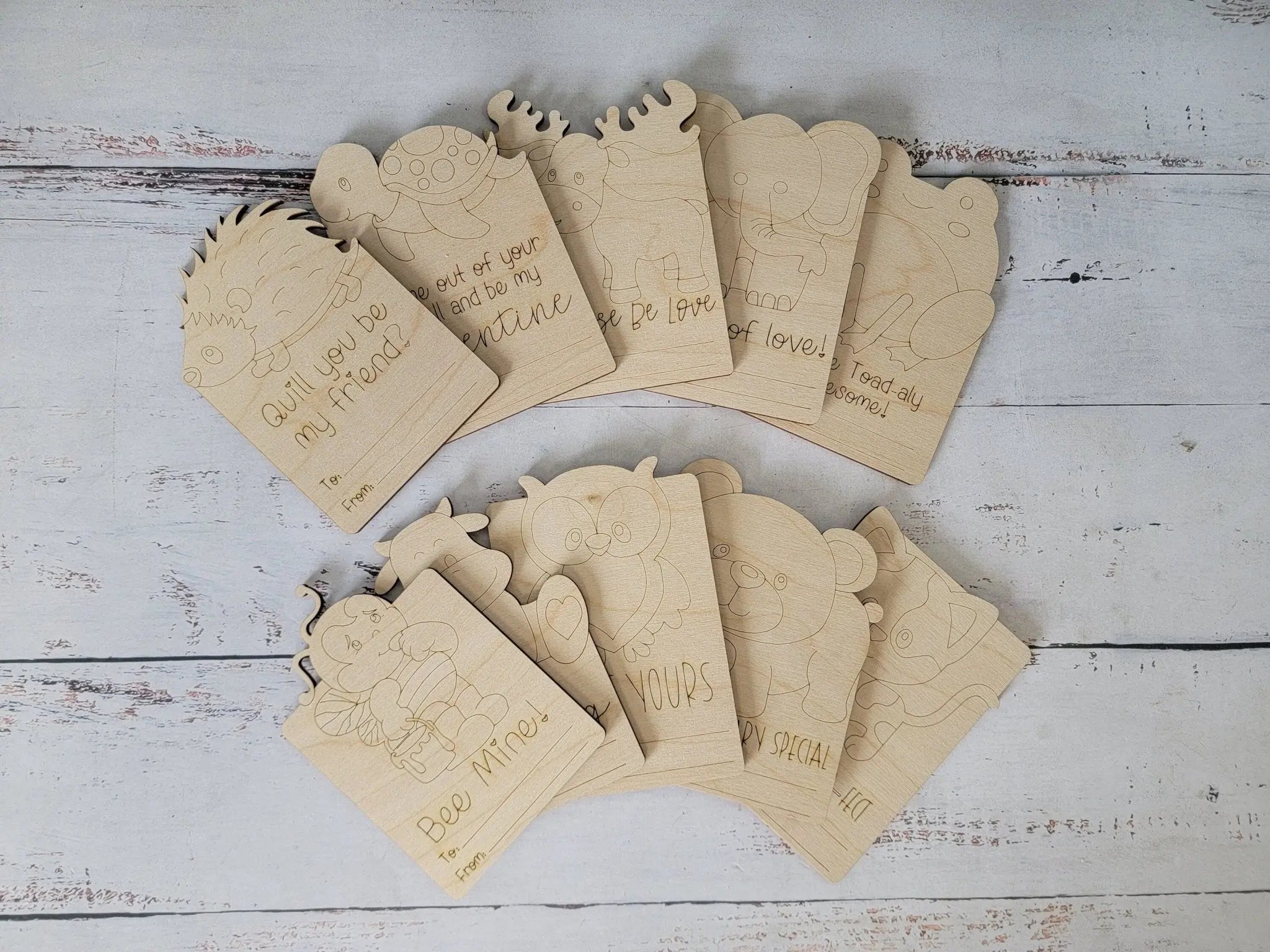 Paintable Kids Valentines Cards- Set of 10 by EverLee Creations, paper gift detail photo 2
