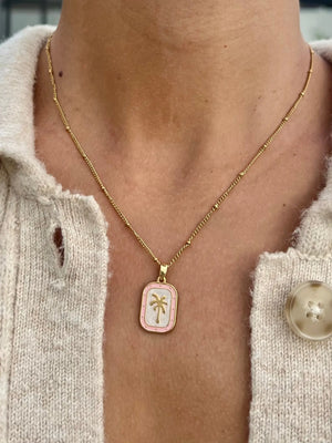 Palms Necklace - Pink by HALT, handmade jewelry main product photo