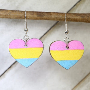 Pansexual Heart Wooden Earrings | LGBTQ Pride Jewelry