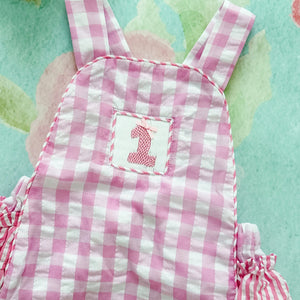 Pastel Pink First Birthday Bubble by Seven Lantern Lane, children's boutique clothing detail photo 9