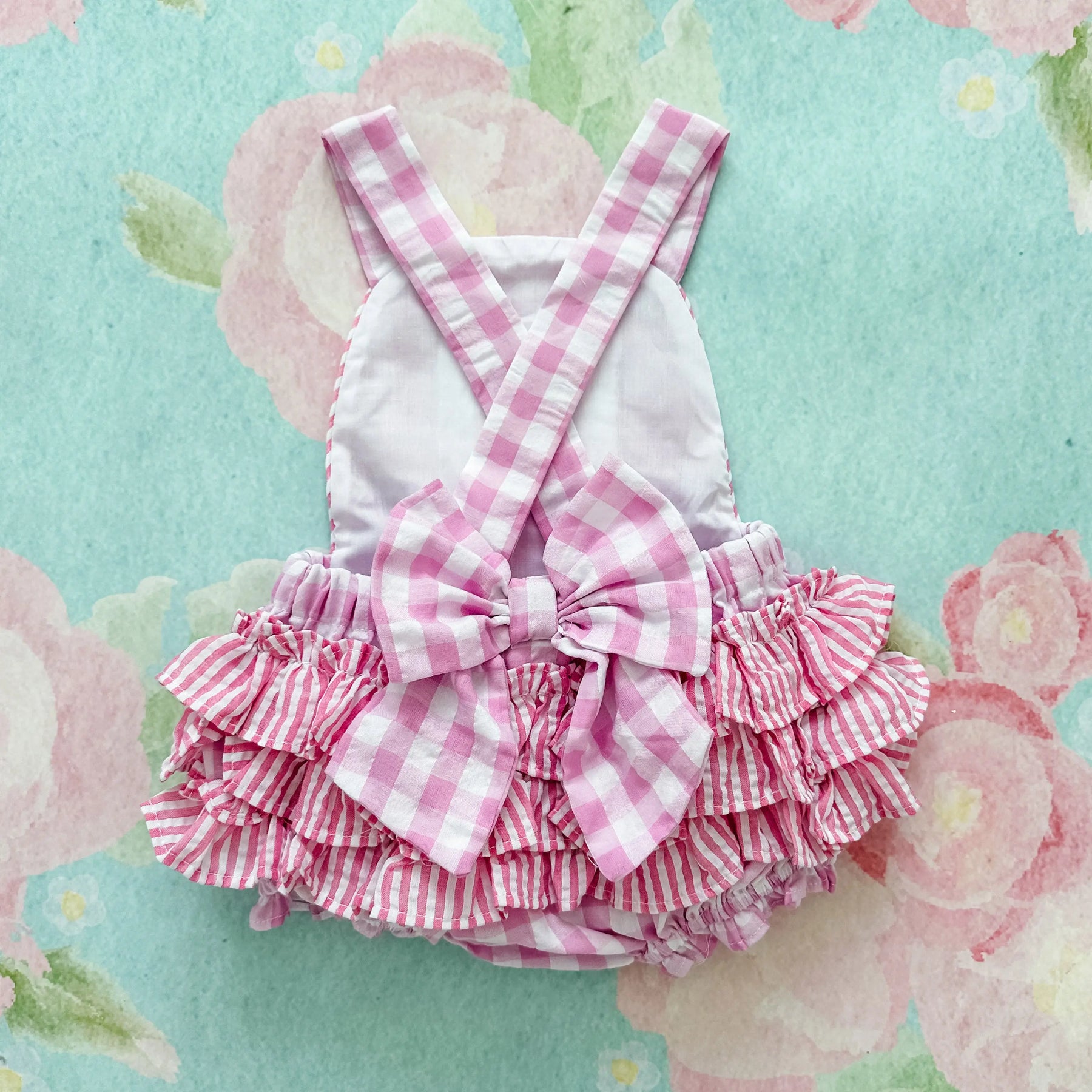 Pastel Pink First Birthday Bubble by Seven Lantern Lane, children's boutique clothing detail photo 10