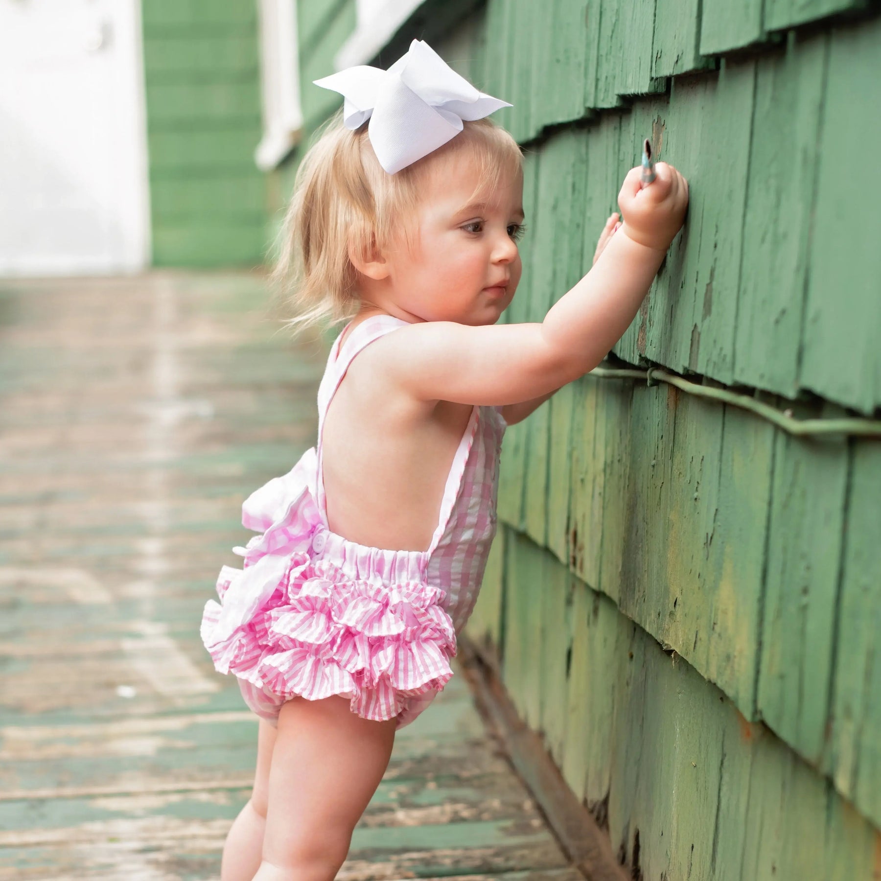 Pastel Pink First Birthday Bubble by Seven Lantern Lane, children's boutique clothing detail photo 11