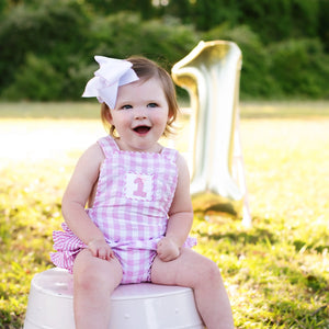 Pastel Pink First Birthday Bubble by Seven Lantern Lane, children's boutique clothing detail photo 14