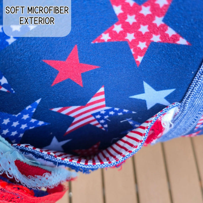 Patriotic American Flag Tote Bag with Pockets, USA Star Shoulder Bag, Americana Beach Tote, Large Everyday Carryall