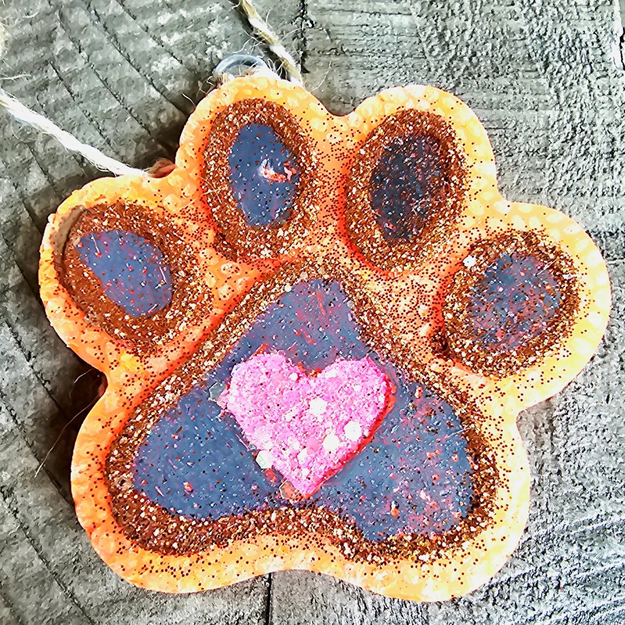 Paw Print Car Freshie - Heart Detail Handmade Aroma Bead Air Freshener - Main Street Collective