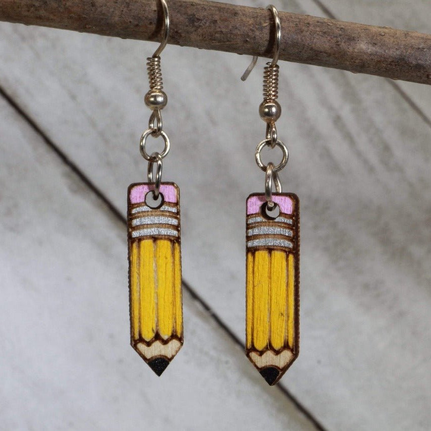 Pencil Wooden Earrings | Teacher Back to School Jewelry