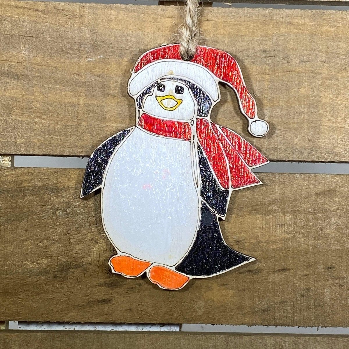 Penguin Wooden Christmas Ornament | Cute Winter Holiday Decor