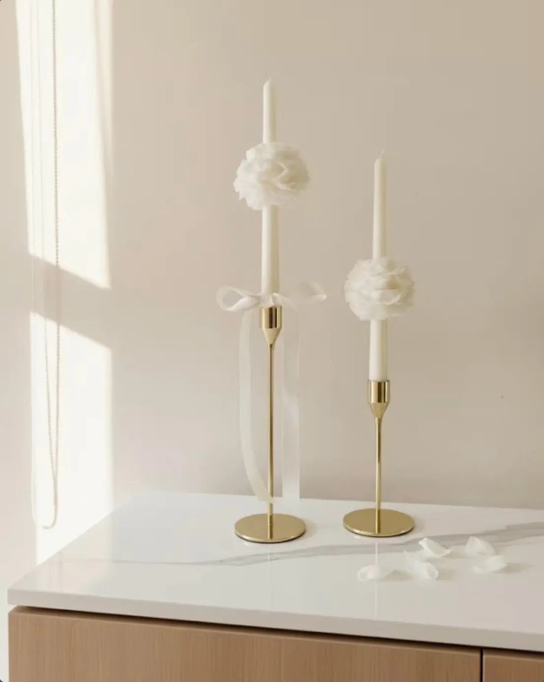 Peony taper candle by Believe Candle