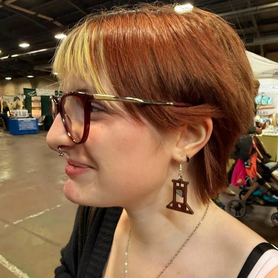 Guillotine Wooden Earrings | Gothic Dark Humor Jewelry