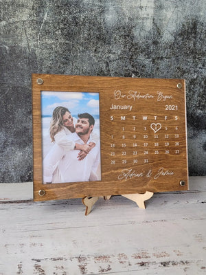 Personalized Couples Picture Frame with Calendar by EverLee Creations, graphic tee main product photo
