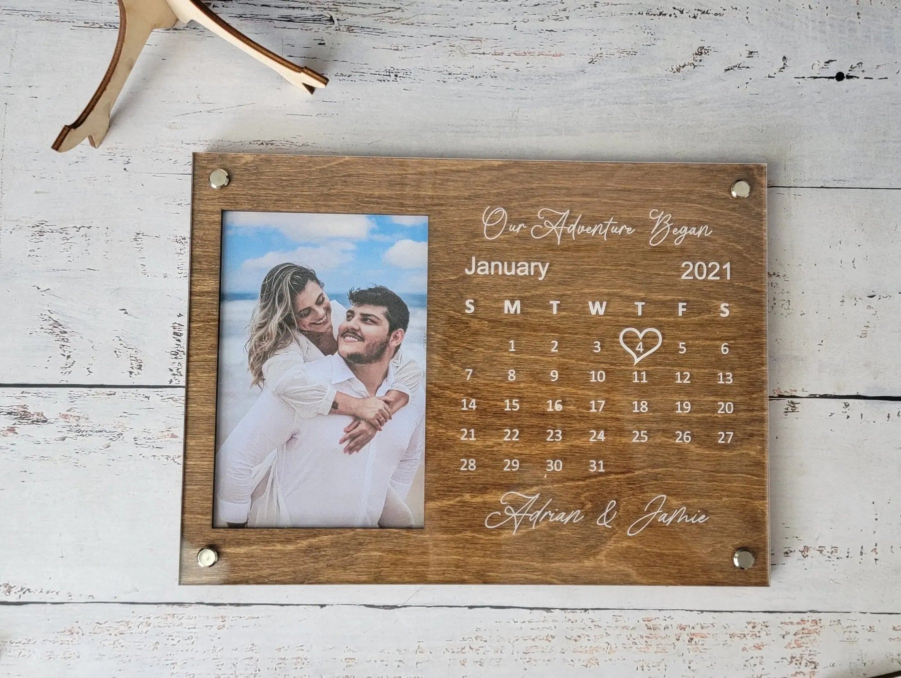 Personalized Couples Picture Frame with Calendar by EverLee Creations, graphic tee detail photo 3