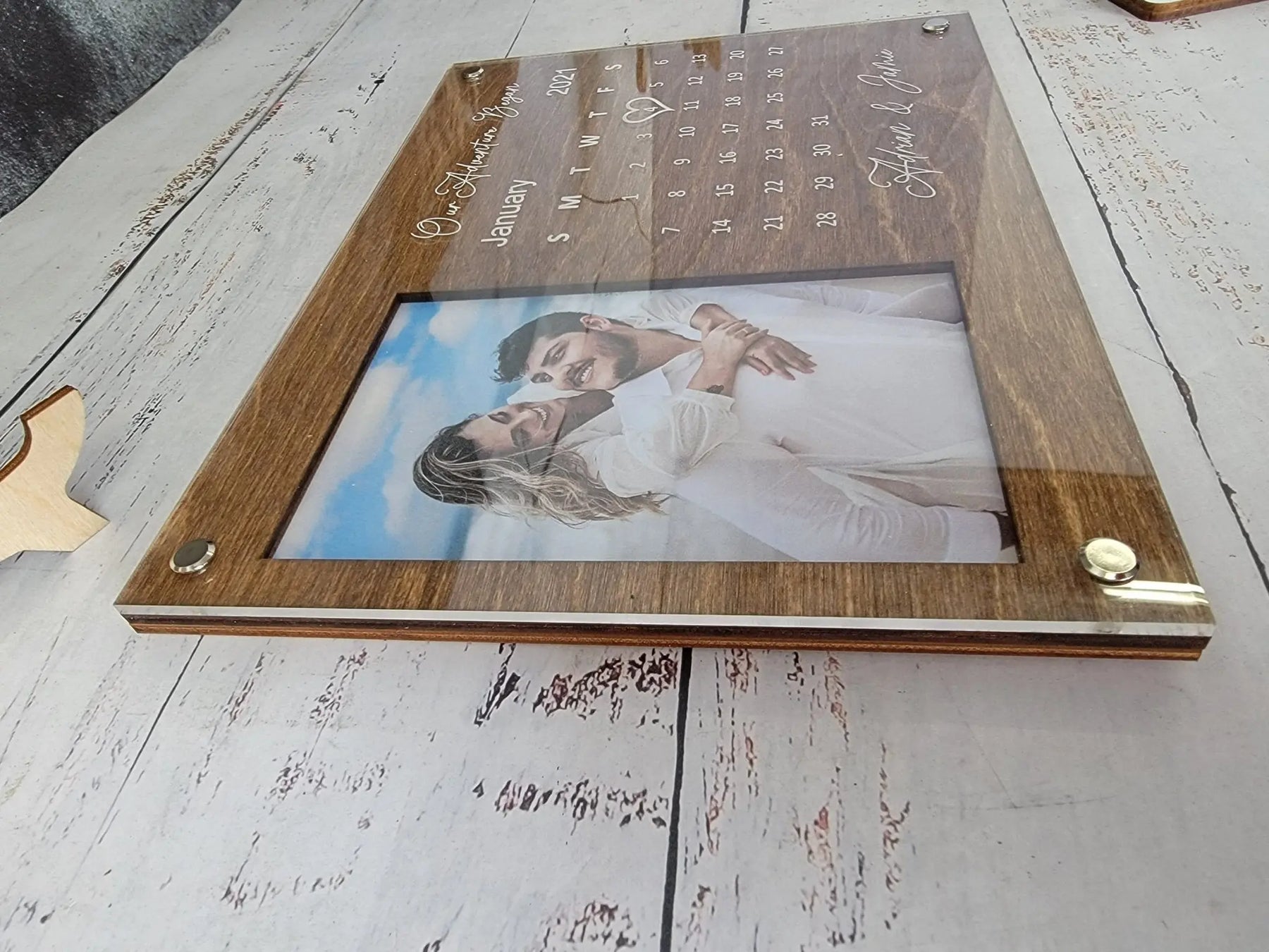 Personalized Couples Picture Frame with Calendar by EverLee Creations, graphic tee detail photo 8