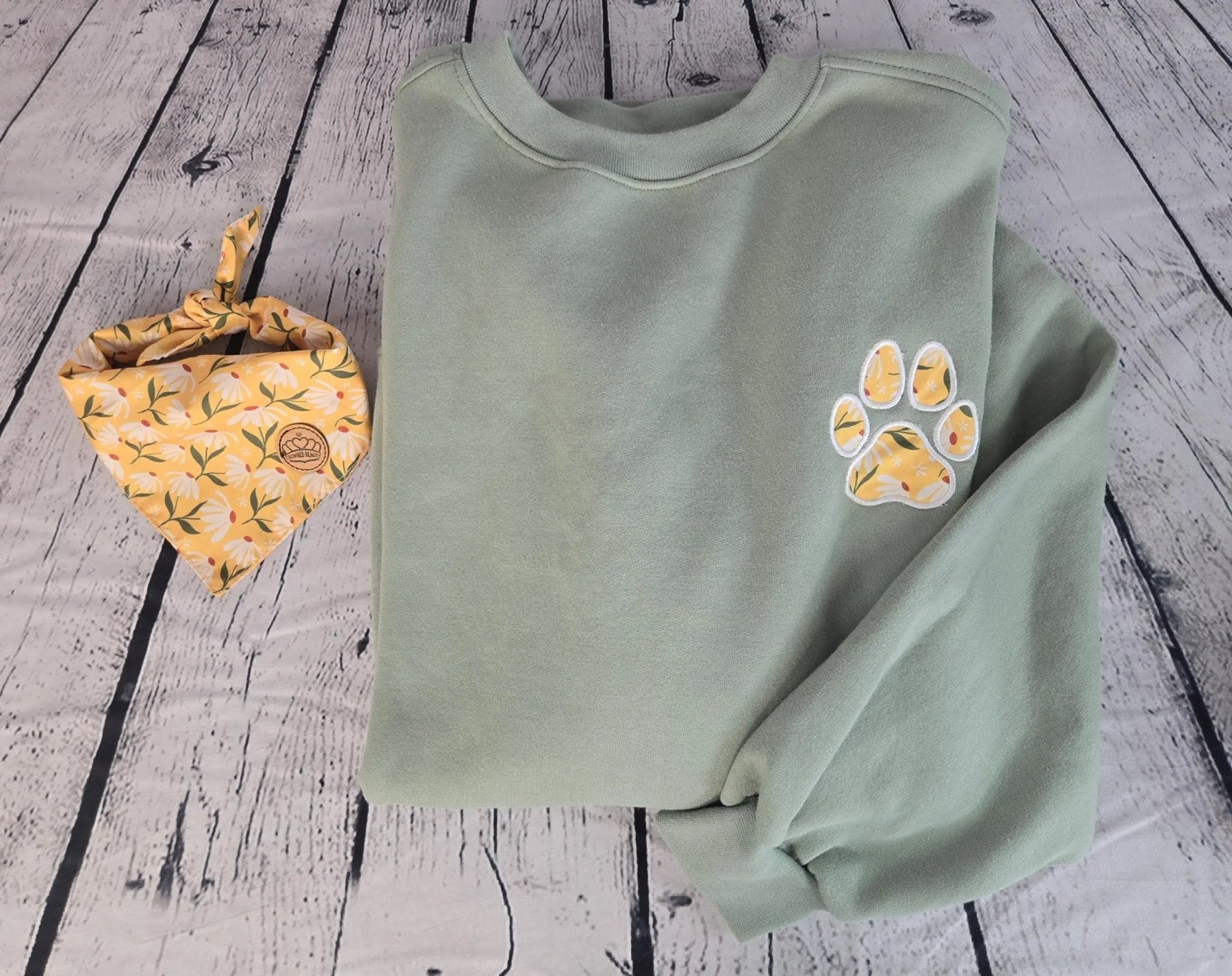 Personalized Dog Bandana With Matching Paw Print Sweatshirt by EverLee Creations, Southern lifestyle apparel detail photo 3