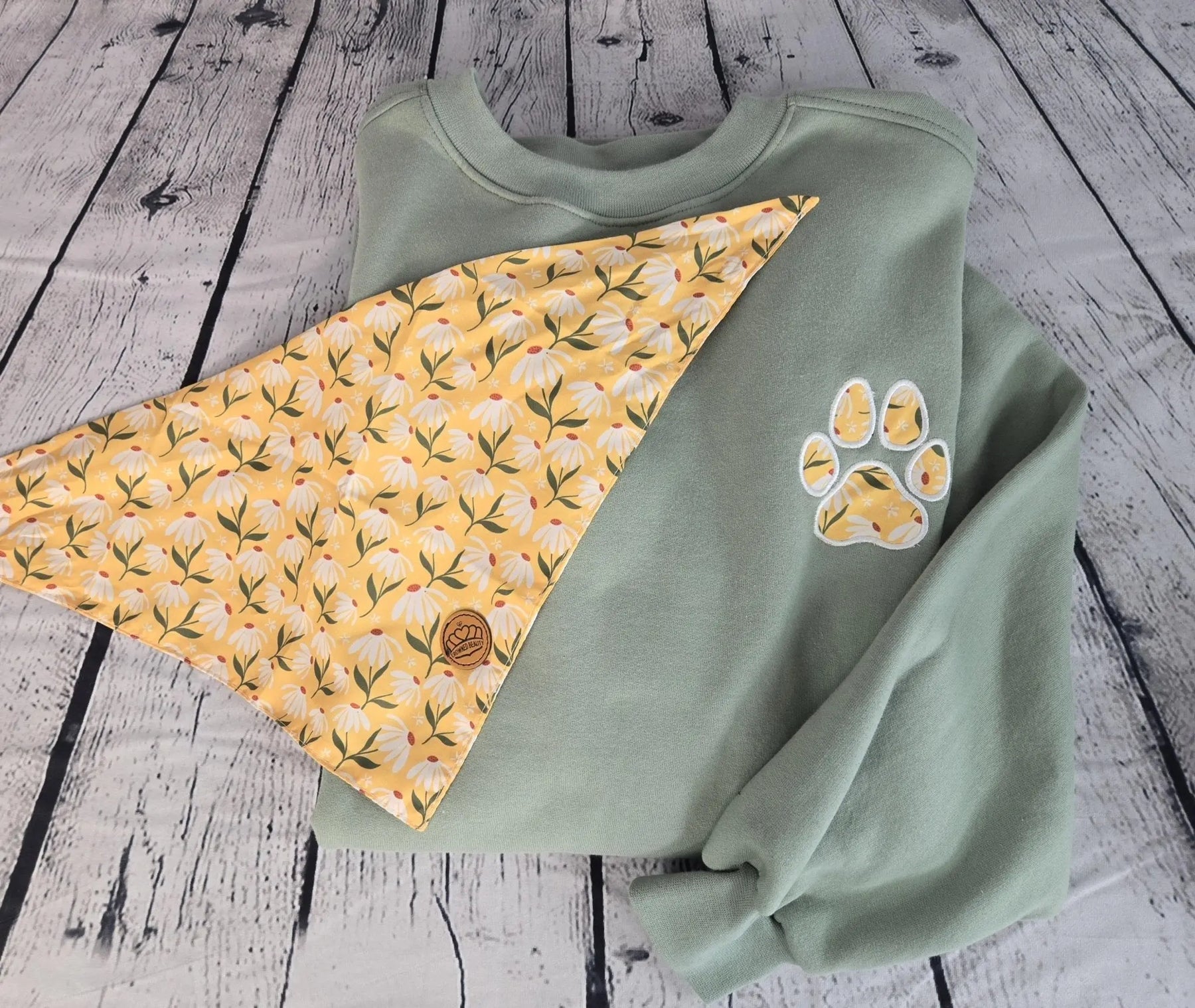 Personalized Dog Bandana With Matching Paw Print Sweatshirt by EverLee Creations, Southern lifestyle apparel detail photo 6