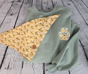 Personalized Dog Bandana With Matching Paw Print Sweatshirt by EverLee Creations, Southern lifestyle apparel detail photo 6