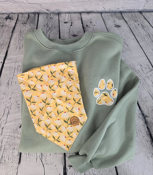 Personalized Dog Bandana With Matching Paw Print Sweatshirt by EverLee Creations, Southern lifestyle apparel detail photo 7