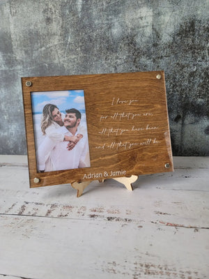 Personalized Engraved Picture Frame- Personalize With Your Favorite Quote or Personal Message by EverLee Creations, graphic tee detail photo 4