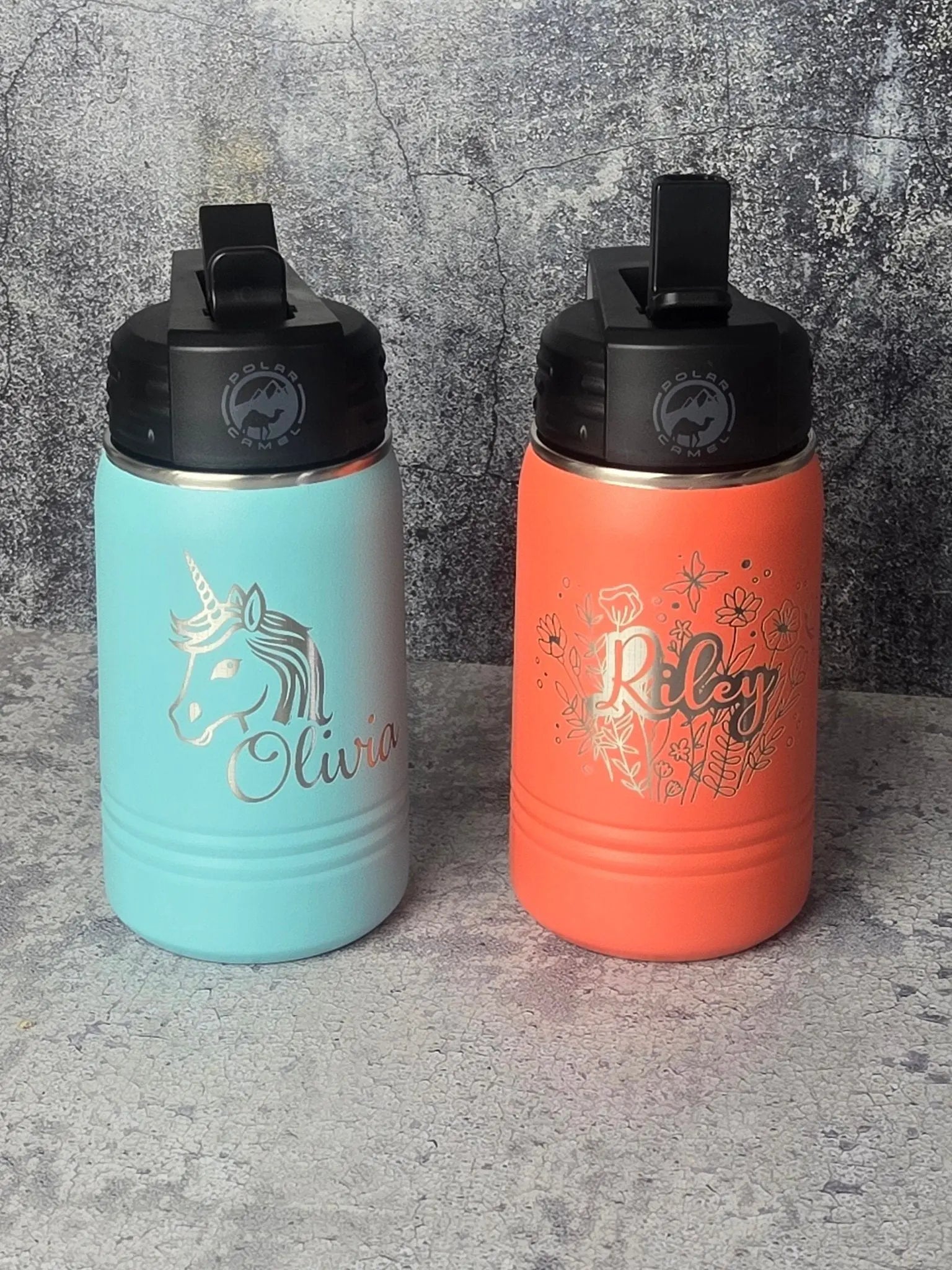 Personalized Kids Water Bottle with Straw EverLee Creations